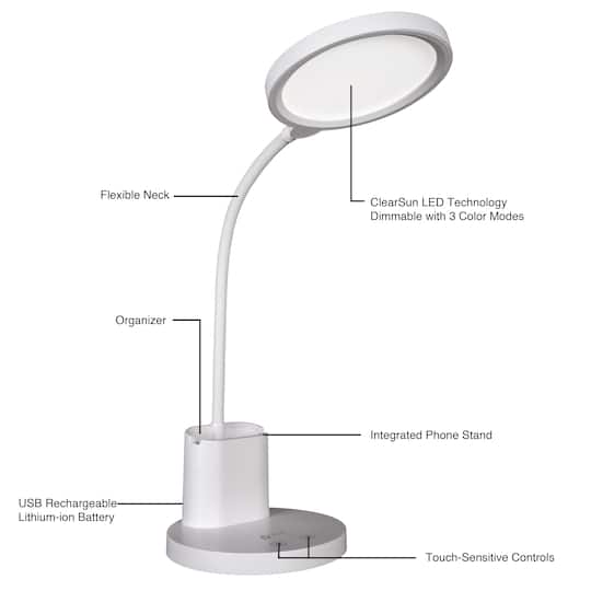 OttLite® Rechargeable LED Lamp with Phone Holder